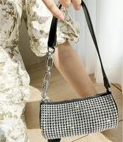 2021 new luxury rhinestone diamond cylinder handbag women bling crossbody single shoulder bag ladies totes underarm armpit bag