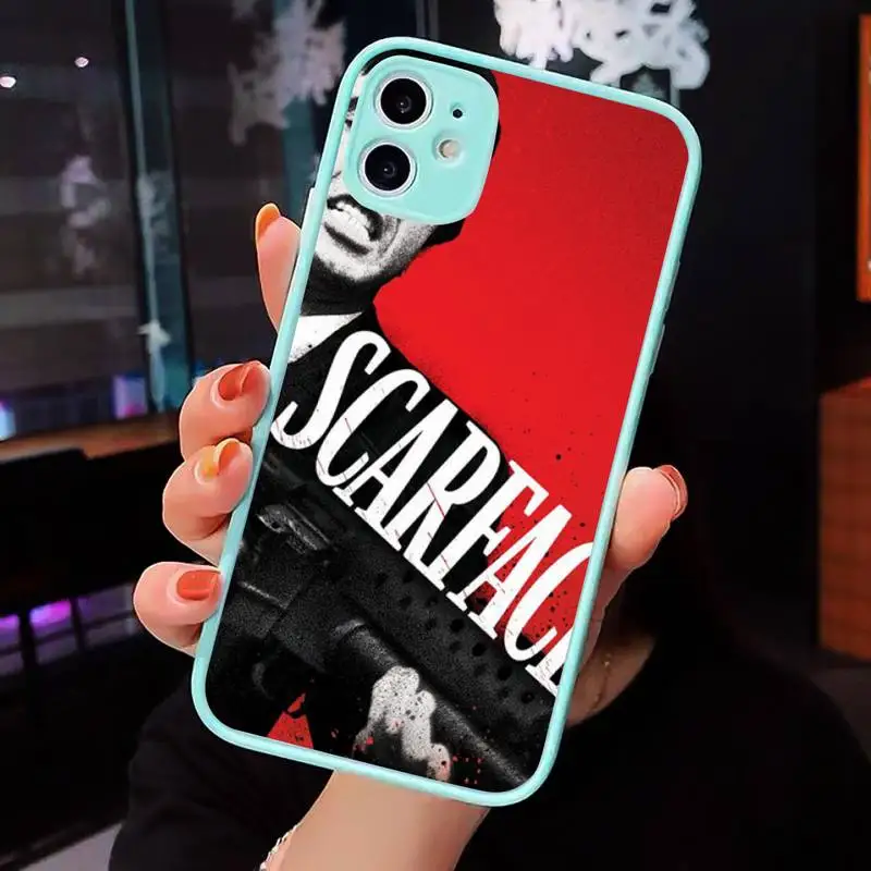 

tony montana Phone Cases Matte transparent For blue iPhone 12 Mini 11 Pro XR XS Max 7 8 Plus X Back Cover