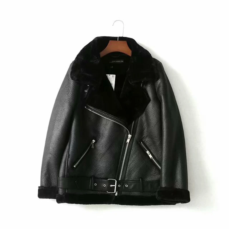 2022 Winter Coats Women Thickness Faux Leather Fur Sheepskin Female Fur Leather Jacket Aviator Outwear Casaco Feminino