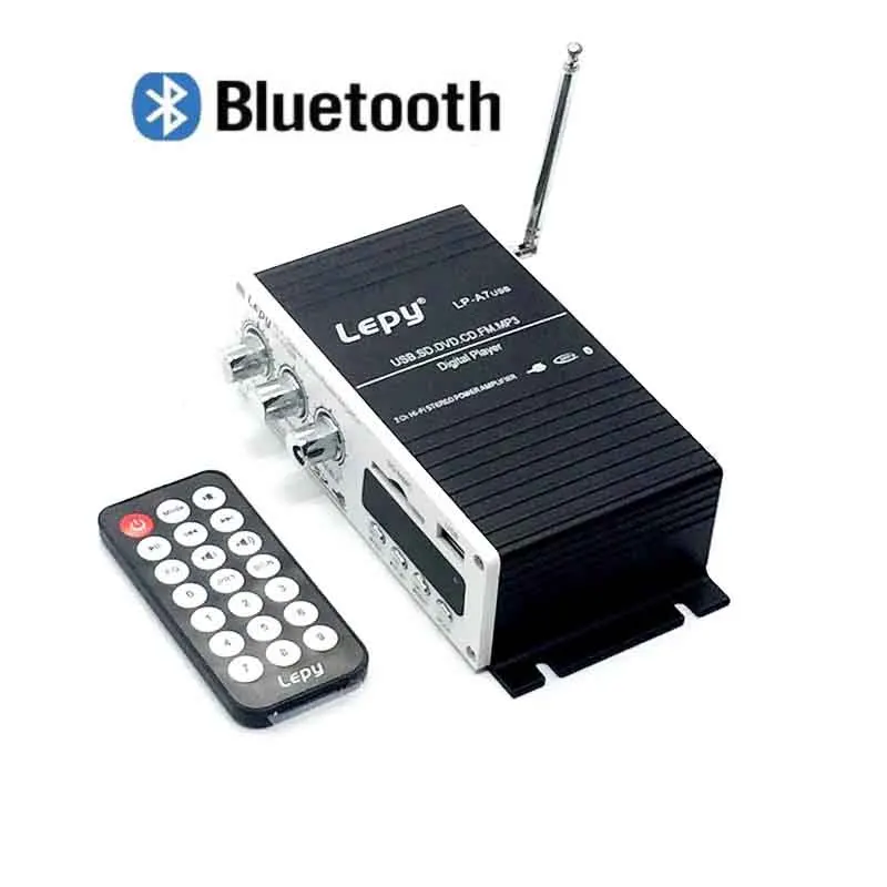Bluetooth-усилитель для дома и автомобиля, 20 Вт * 2, 12 В постоянного тока, с USB, FM-радио, дистанционным управлением, мини-цифровой усилитель, аудиоплеер