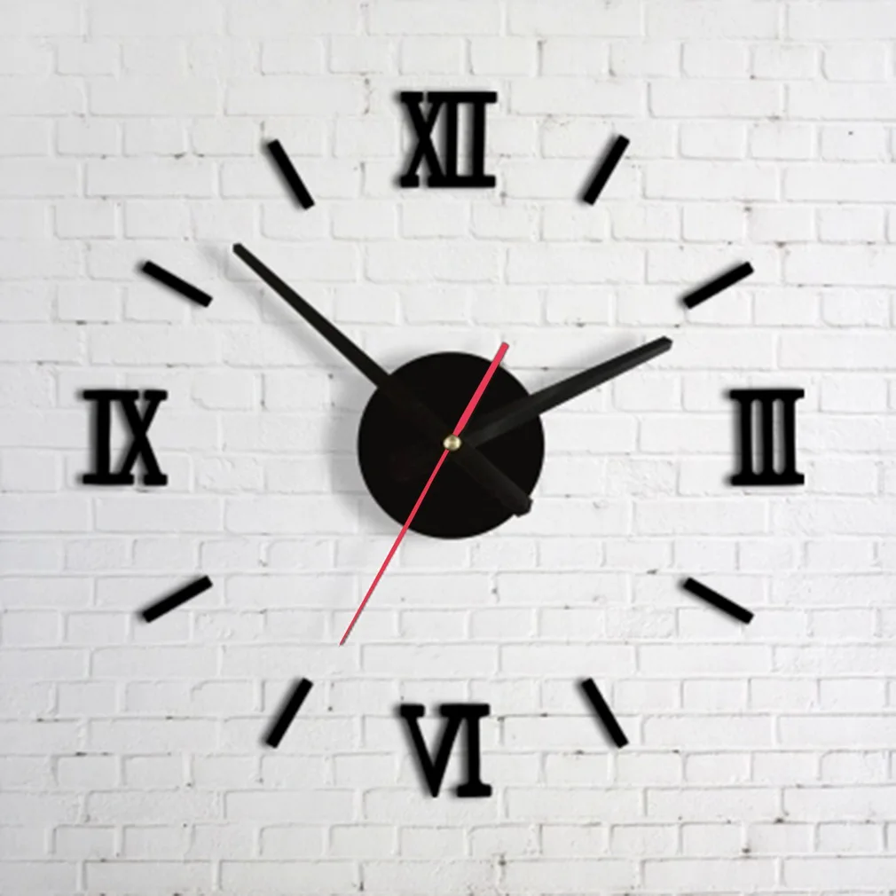 

Modern DIY Interior Roman Wall Clock Wall Clock 3D Sticker Home Mirror Effectest