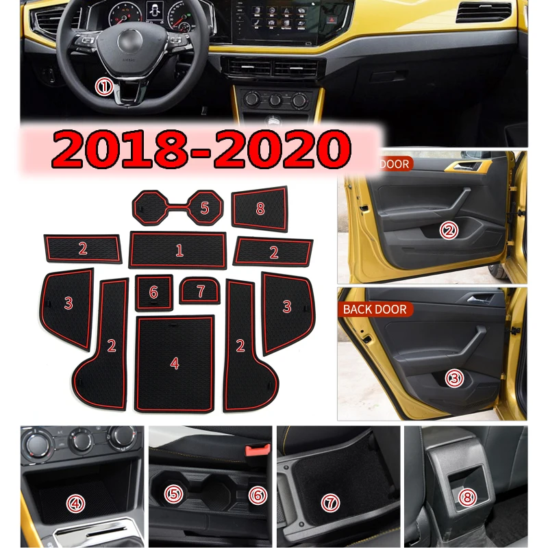 Противоскользящие коврики для ворот и чашек Volkswagen Polo GTI 2011 2019 2020 пылезащитные