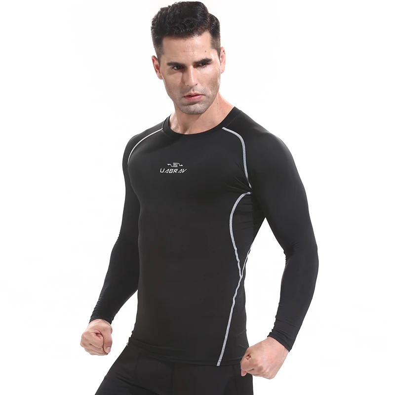 

B1369-Workout fitness men Short sleeve t shirt men thermal muscle bodybuilding wear compression Elastic Slim exercise clothing