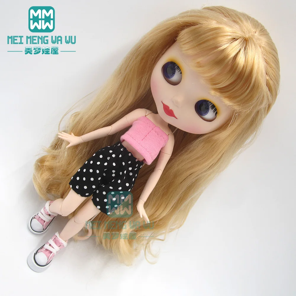 1pcs Blyth doll Clothes fashion Open back T-shirt and polka dot shorts for azone OB24 OB22 dolls Accessories | Игрушки и хобби
