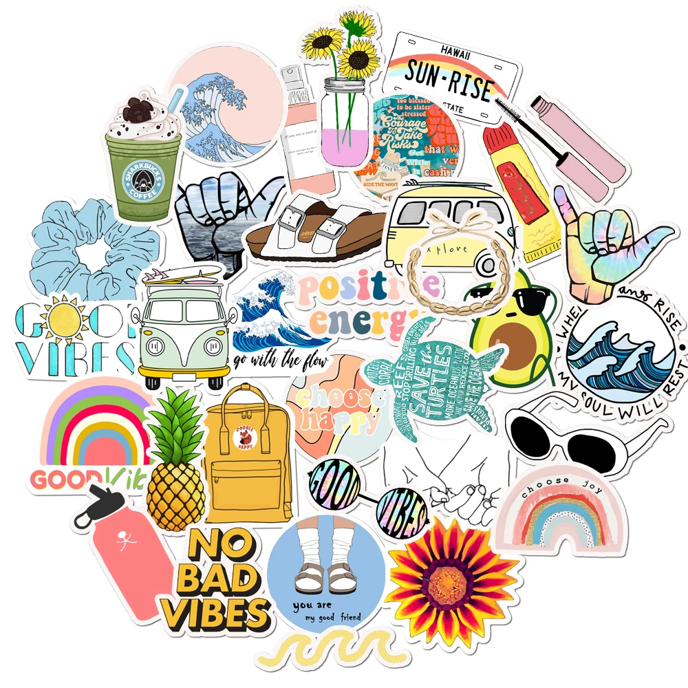 35 Uds. 100% pegatinas de vinilo de naturaleza bonita de la muchacha de VSCO para botellas de agua pegatinas est&eacute;ticas impermeables para las ni&ntilde;as para el coche del tel&eacute;fono port&aacute;til-0