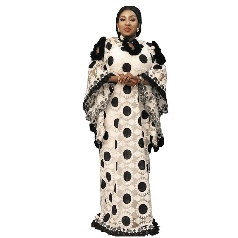 

Lace African Dresses for Women Boubou Robe Femme African Dress Dashiki Embroidered Flower Kaftan Dress Africa Plus Size Clothing