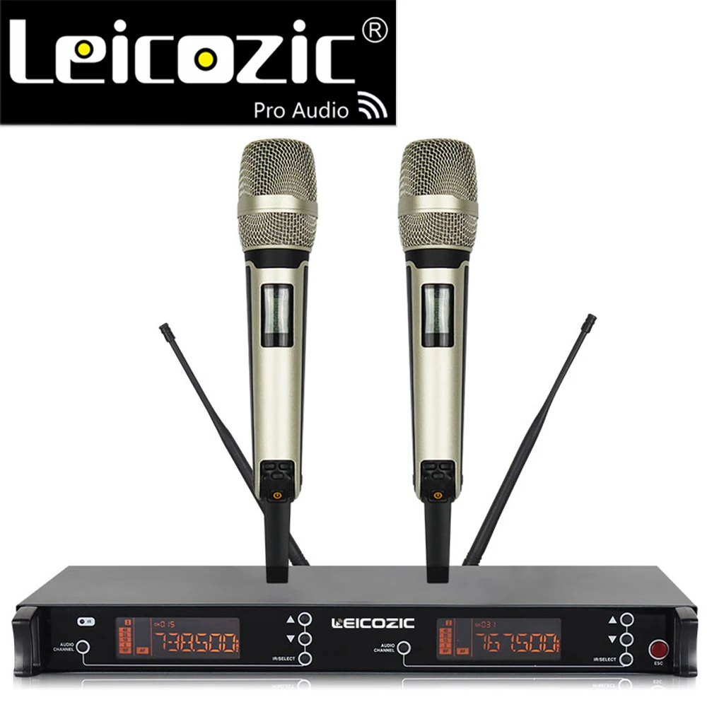 

Leicozic 615-655Mhz microphone professional lc39 dual channel uhf wireless microphone handheld stage microfono wireless karaoke