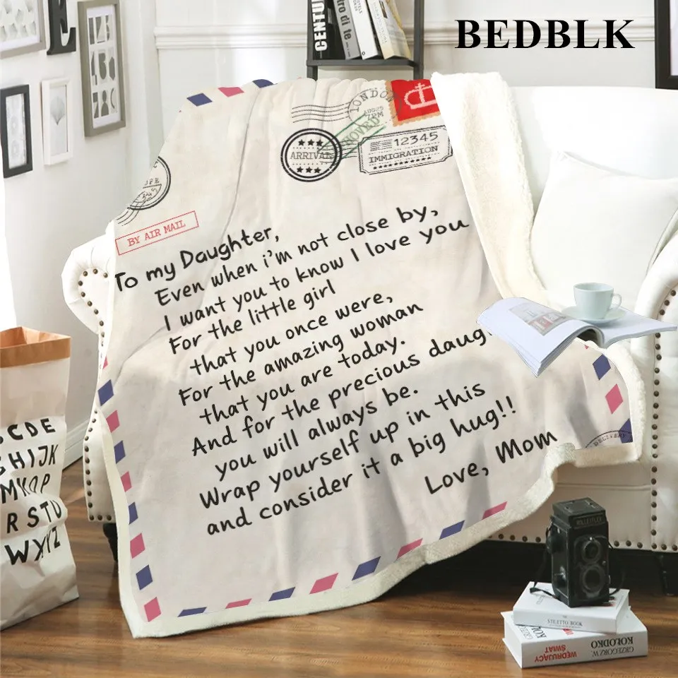 BEDBLK письмо одеяло с изображением букв для моей дочери/жены/сына/девушки теплые