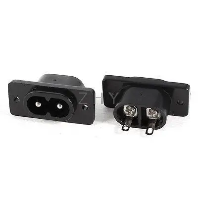 2 Pieces AC 250V 10A IEC320 C8 Screw Mount Inlet Plug Power Socket Black |