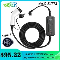 gkfly 220v portable ev charger sae j1772 type1 level 1 8a 10a 13a 16a electric car charger charging stations smart controller