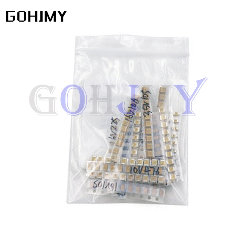 

15Values SMD Tantalum capacitor assortment kit 1uf-220uf A/B Case Tantalum capacitor set 1UF 2.2UF 4.7UF 10UF 47UF capacitors