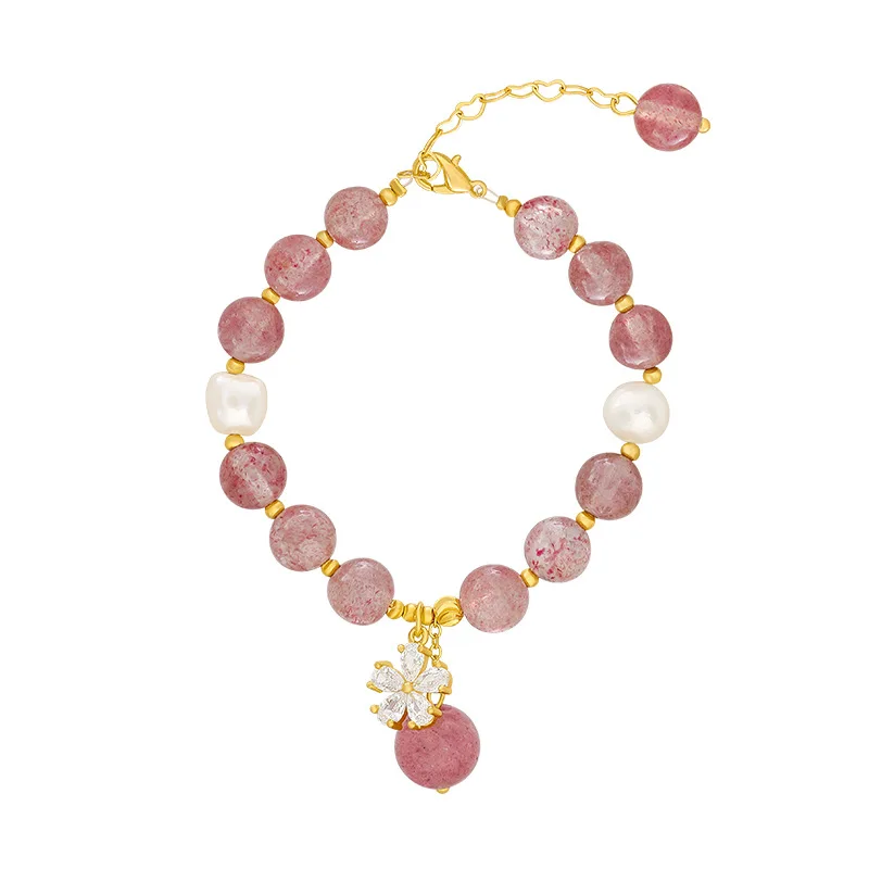 

TB-37 Pink crystal bracelet female ins niche design girlfriends sisters bracelet simple temperament fashion net red bracelet