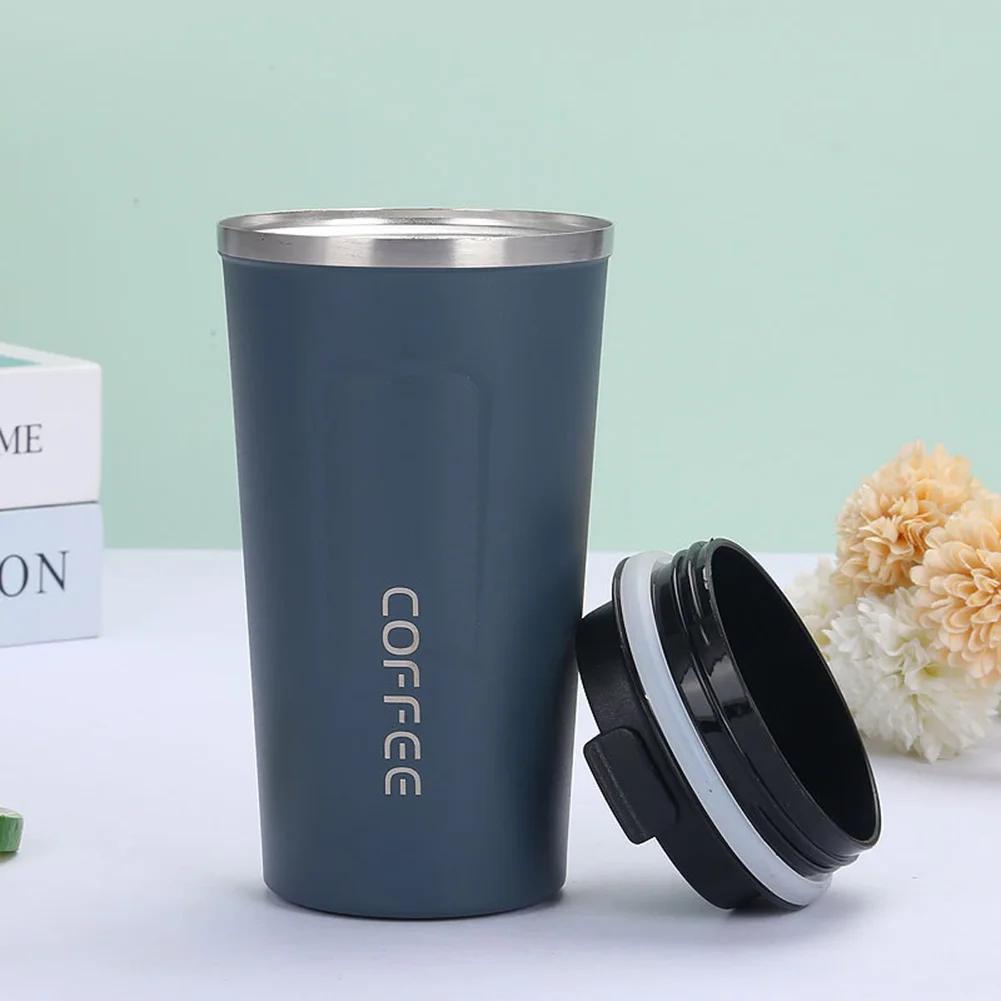 

380ml Coffee Stainless Steel Thermos Double-Layer Hot Water Mug with Environmental Protection Flip Lid Mug Gift