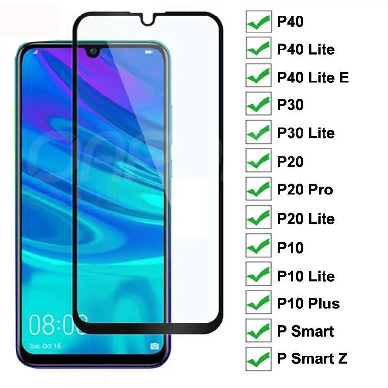9D закаленное стекло для Huawei P40 P30 Lite E P Smart Z 2019 Защитная пленка экрана P20 Pro P10
