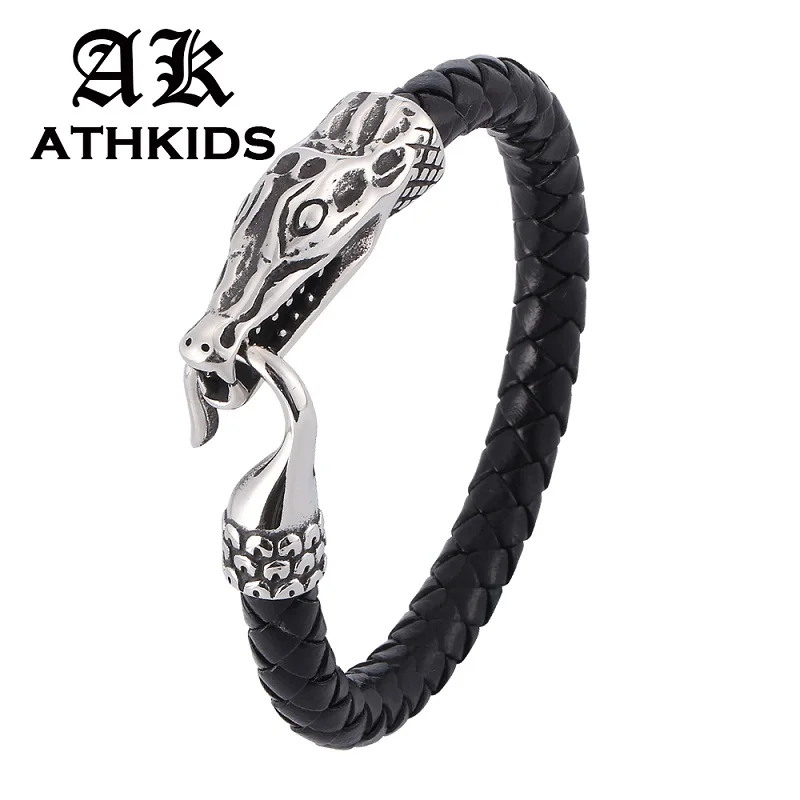 Креативный мужской браслет из нержавеющей стали с животными мужские ювелирные