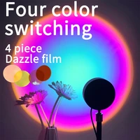 usb rainbow sunset red projector led night light sun projection desk lamp for bedroom bar coffee shop wall decoration lighting