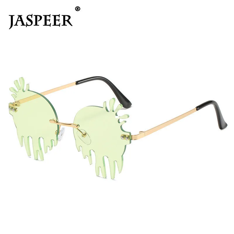 

JASPEER Creative Shape Steampunk Rimless Sunglasses Women Punk Sunglasses Men Shades Frameless Sun Glasses Ladies UV400 Eyewear