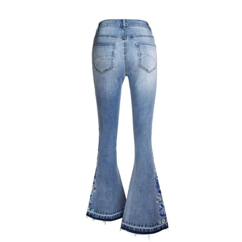 

European and American women's jeans embroidery flared jeans