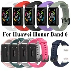 Сменный силиконовый ремешок для Huawei Honor Band 6, однотонный браслет для умного браслета Huawei Band 6