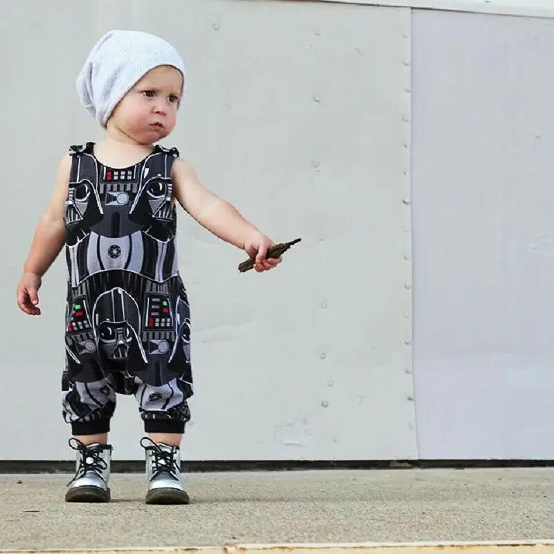 Newborn Kids Baby Boy Romper Star Wars Cartoon Sleeveless Jumpsuit Harem Pants Clothes Summer Outfit 0-3Y |