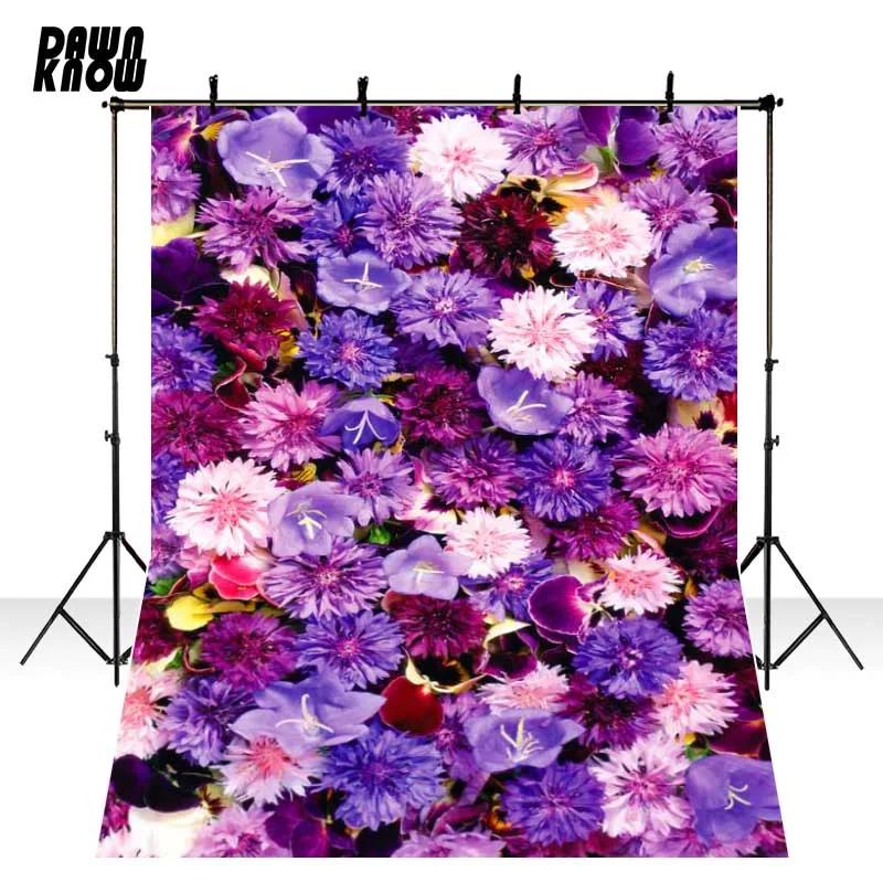 

DAWNKNOW Purple Floral For Wedding Vinyl Photography Backdrops Polyester Backgrounds For Valentine's Day Photo Studio F1087