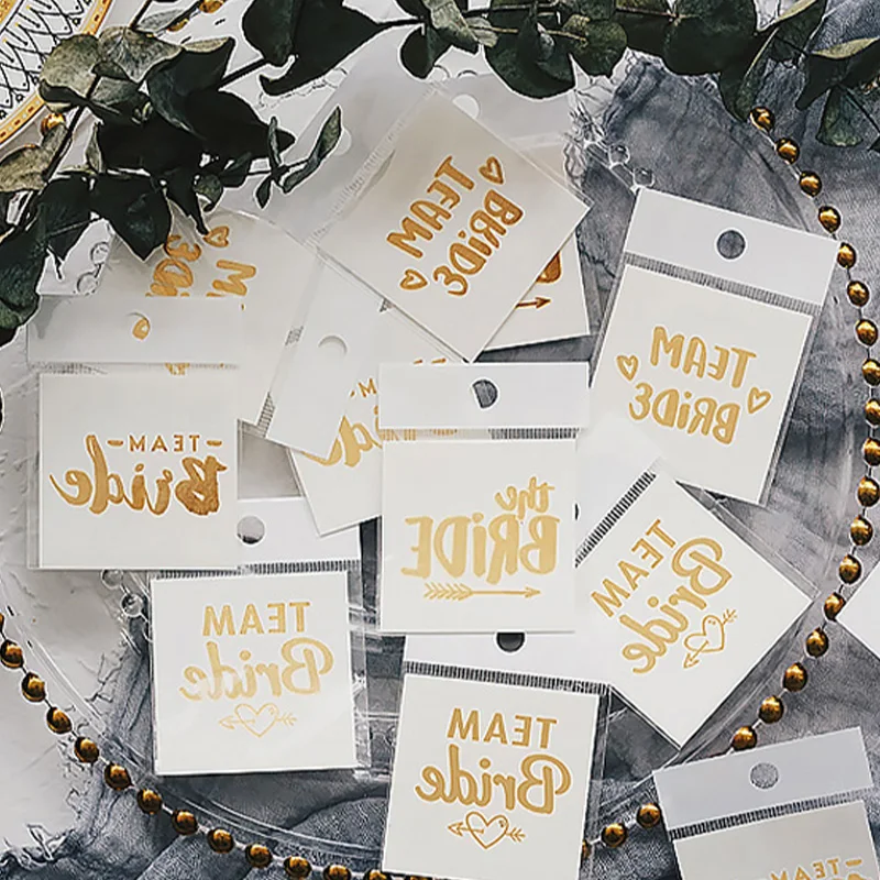 10pcs Bronzing Waterproof Bridesmaid Team Temporary Tattoo Bachelorette Party Sticker Decoration Marriage Bride Supplies | Дом и сад