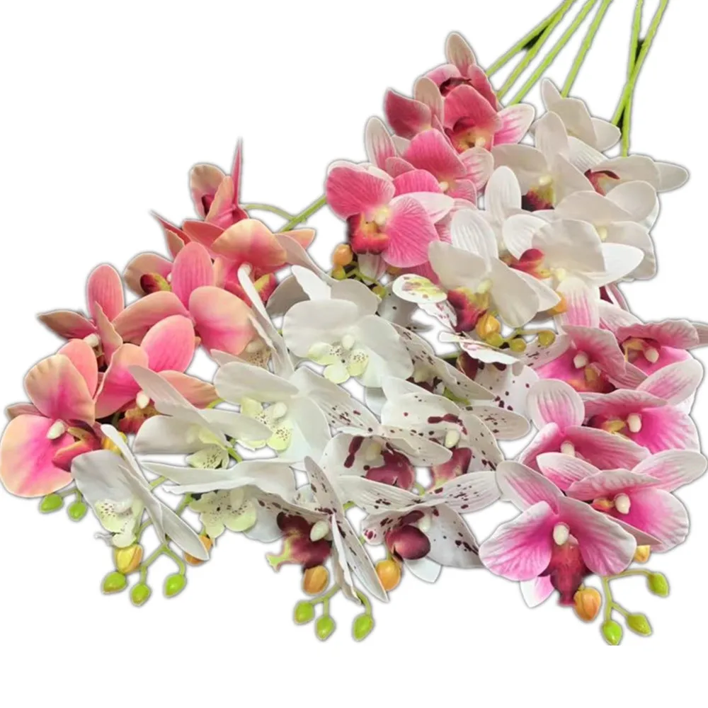 

10pcs Latex Butterfly Orchid Flowers 5/7 Heads/piece Real Touch Artificial Phalaenopsis Orchid for Home Party Floral Decoration