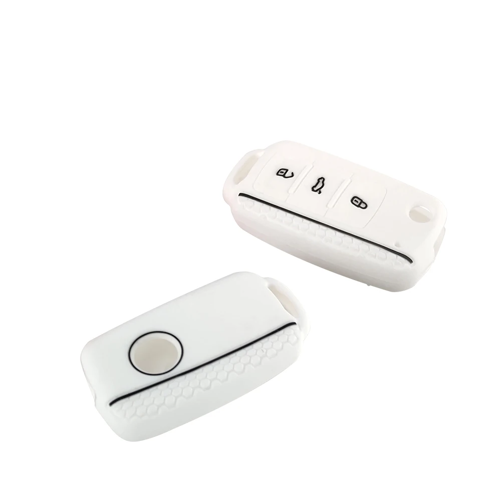 OkeyTech 3 кнопки Мягкий силиконовый чехол для ключей от машины V W Volkswagen Caddy Polo Tiguan Bora