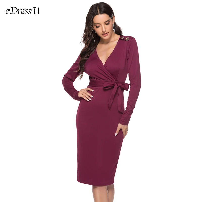 

2021 вечерние платья Vestido de Fiesta, бордовое женское платье, Бандажное платье с длинным рукавом, Клубное сексуальное торжественное платье длиной ...