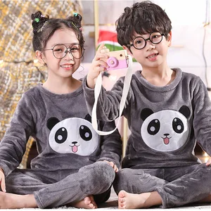 Осенне-зимние детские фланелевые пижамы для маленьких мальчиков и девочек Детские плотные милые мягкие комплекты с кроликом Банни флисовые комплекты для подростков и мальчиков