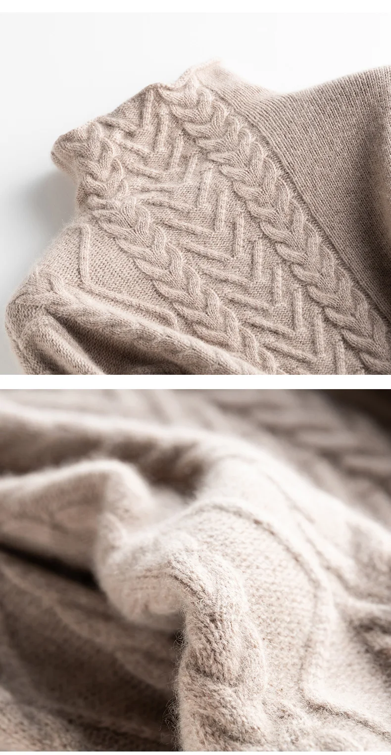 Luxury two pieces 50% cashmere+ 30% wool suits female high collar warm mink cashmere Knit tops+ wide leg wool pant sets F788