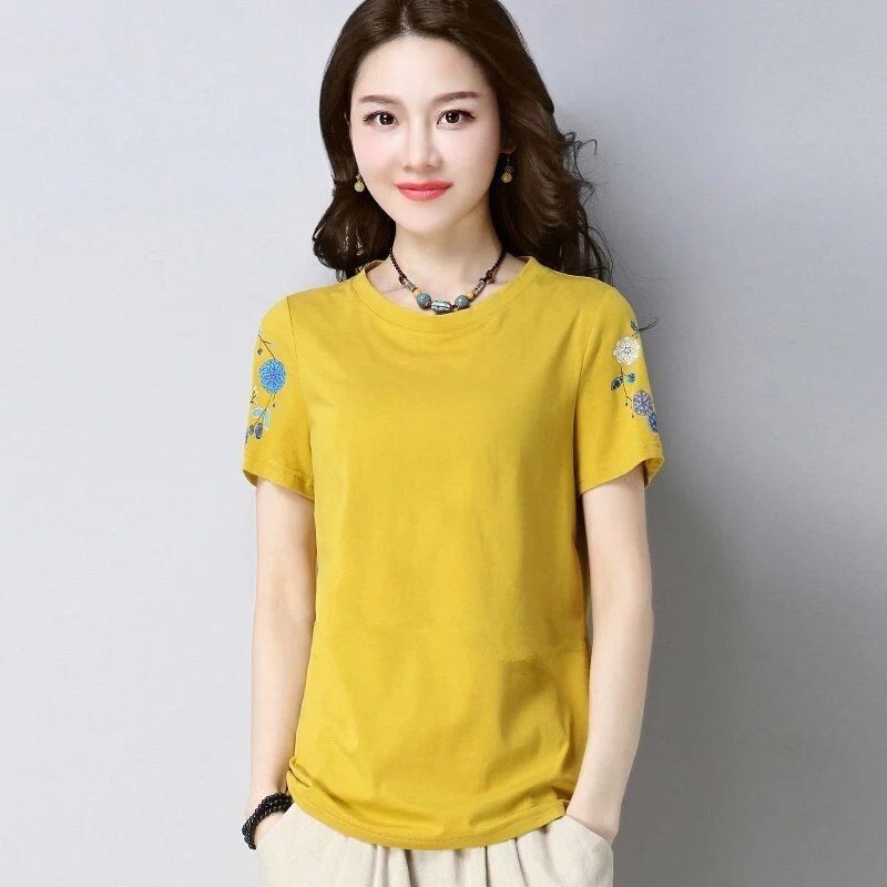 Футболка женская свободного покроя с коротким рукавом Топ средней длины