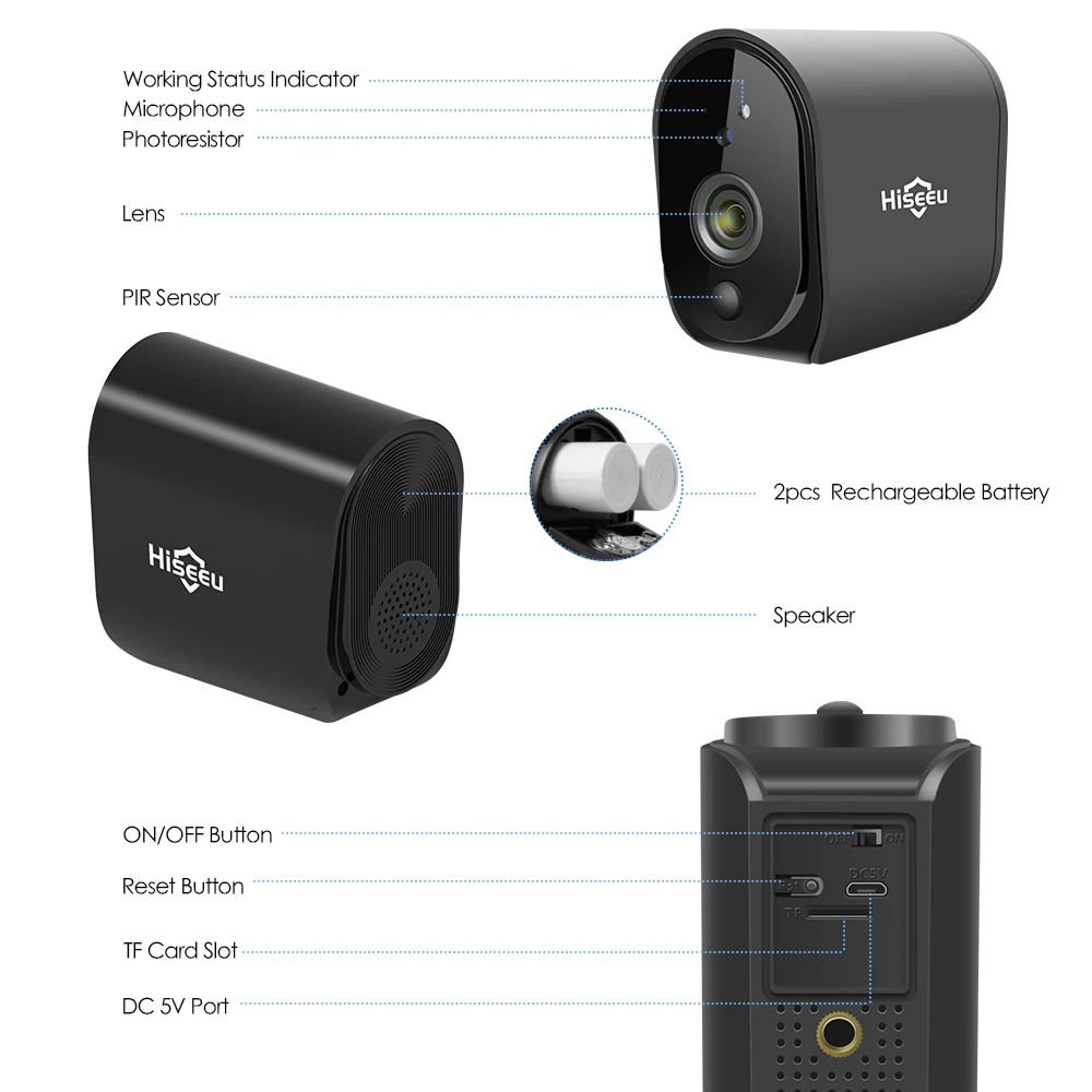 Беспроводная камера видеонаблюдения Hiseeu водонепроницаемая безопасности 1080P с