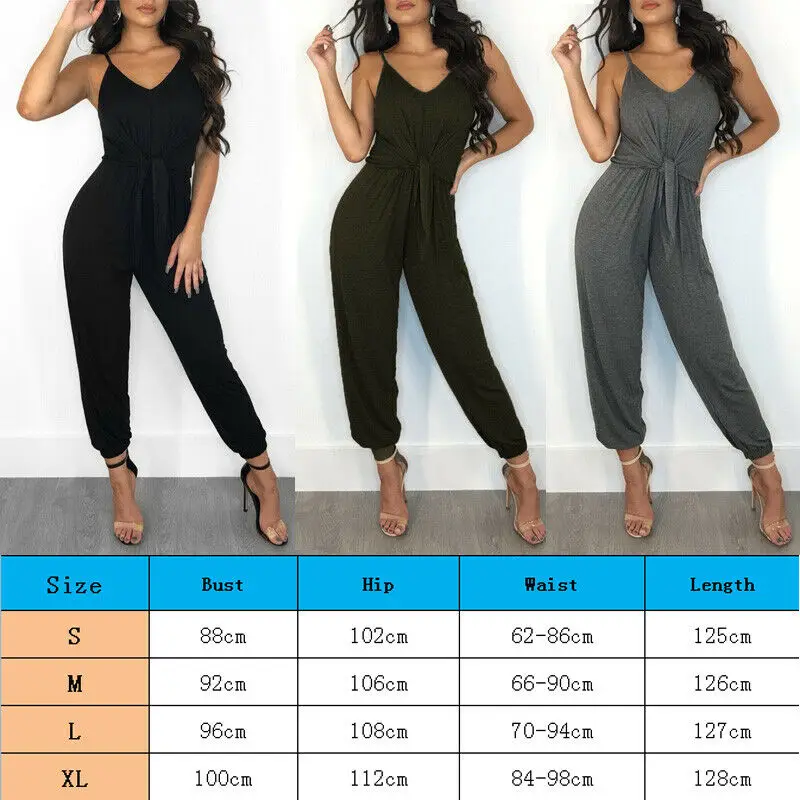 

Women's Casual Sleeveless Jumpsuit Slim Summer Fashion Solid Front Bow Slim Fit Long Pant Trousers Jumpsuit Bodysuit