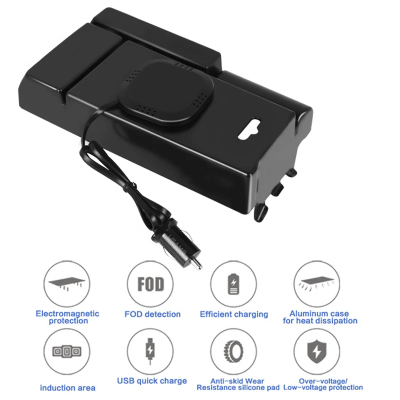

1 Pc Black Console Storage Box Wireless Charging Storage Box New Automatic Power-Off Armrest Box Storage High Quality Vehicle
