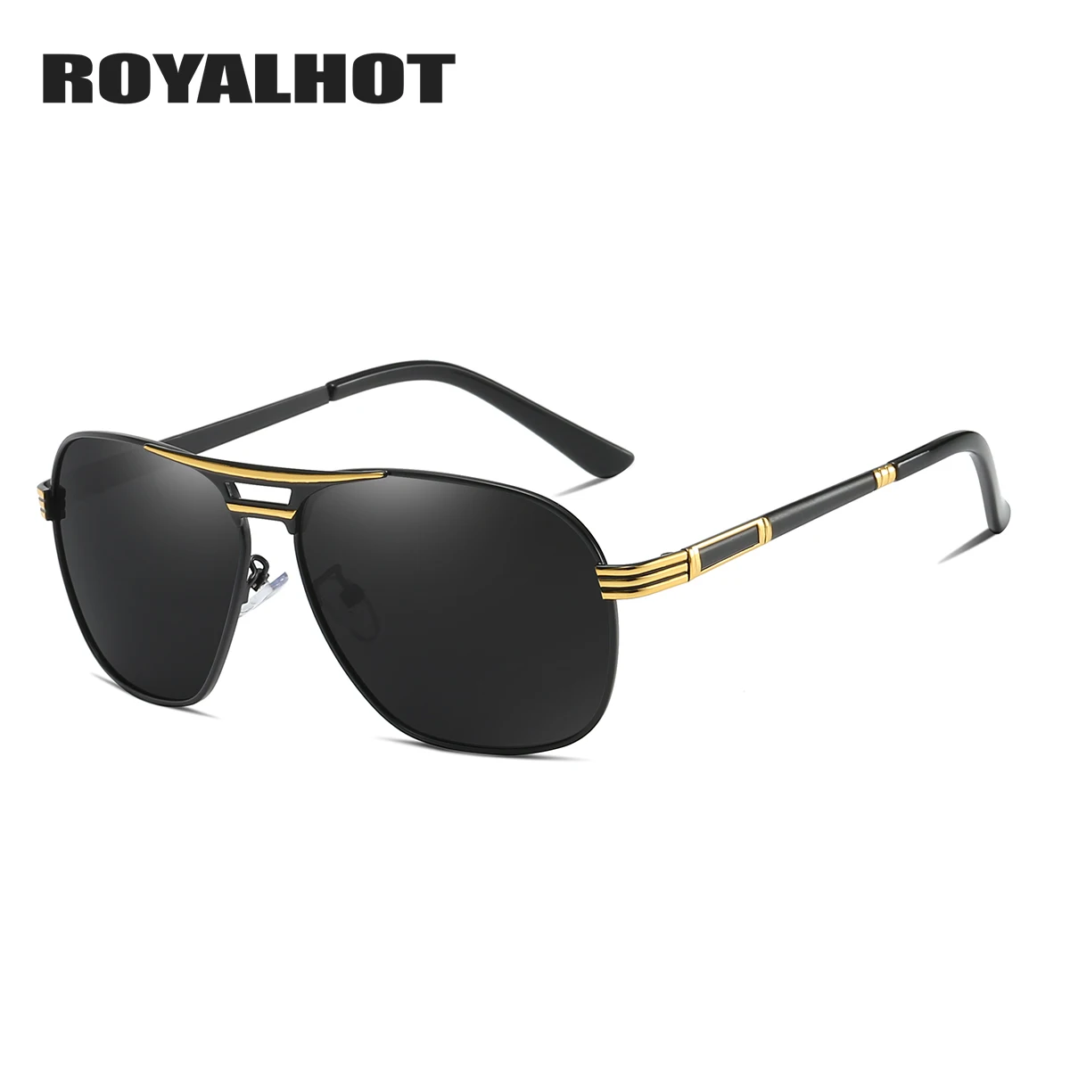 RoyalHot, мужские и женские поляризованные солнцезащитные очки, овальная оправа, солнцезащитные очки, очки для вождения, солнцезащитные очки, мужские очки, 90092 - Цвет линз: Black Gold