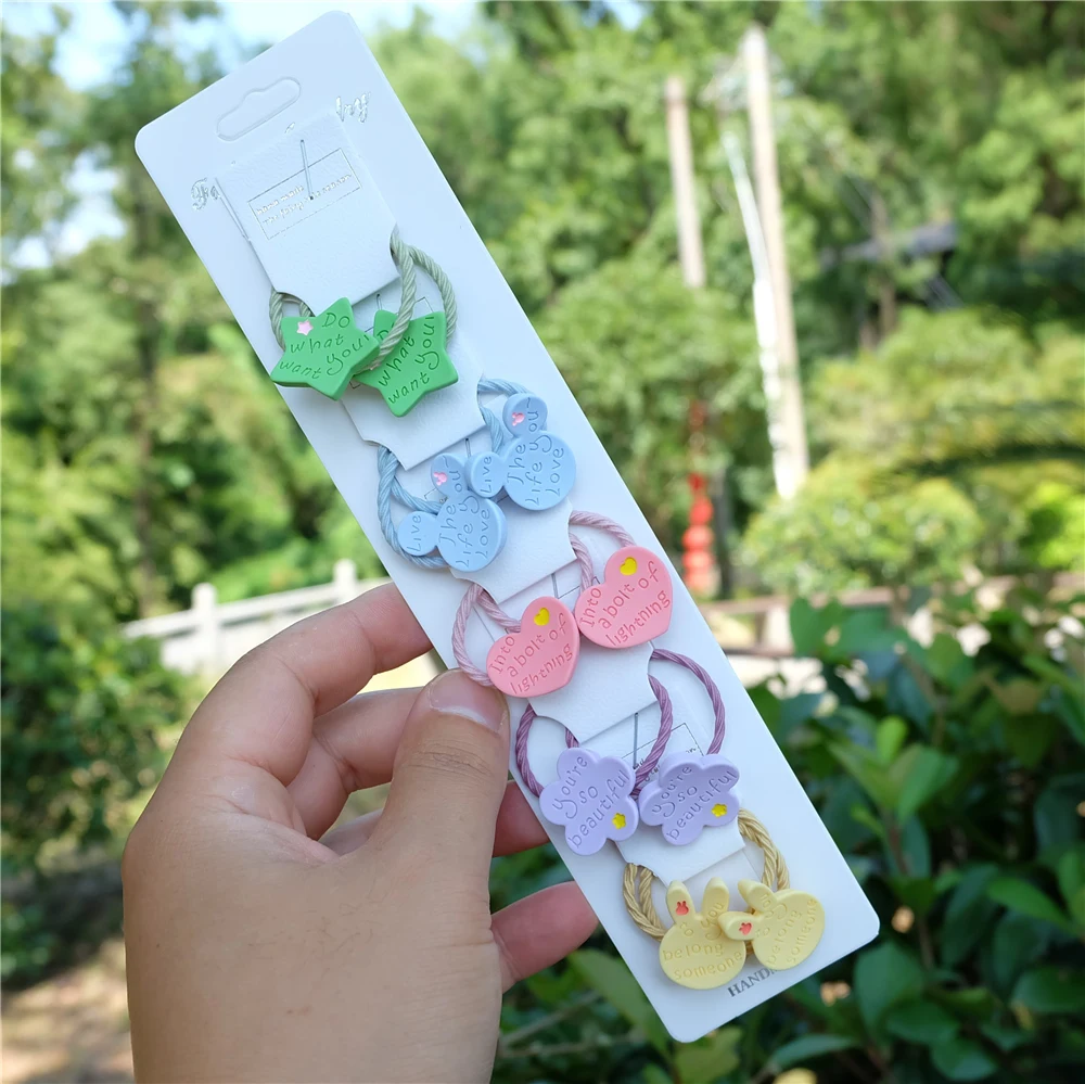 10 шт./компл. милые Мультяшные эластичные резинки для волос девочек с животными