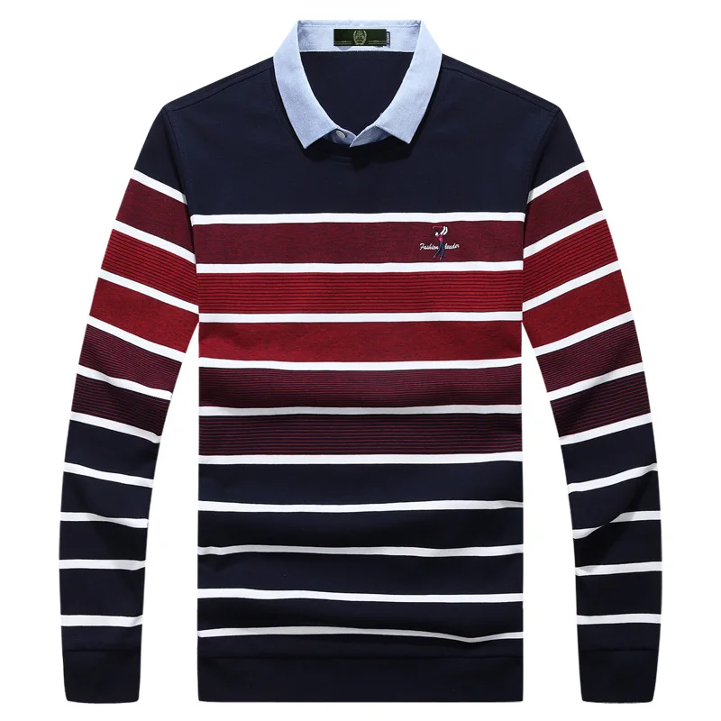 Мужской полосатый свитер с воротником хомут 2021 хлопок|Джемперы| |