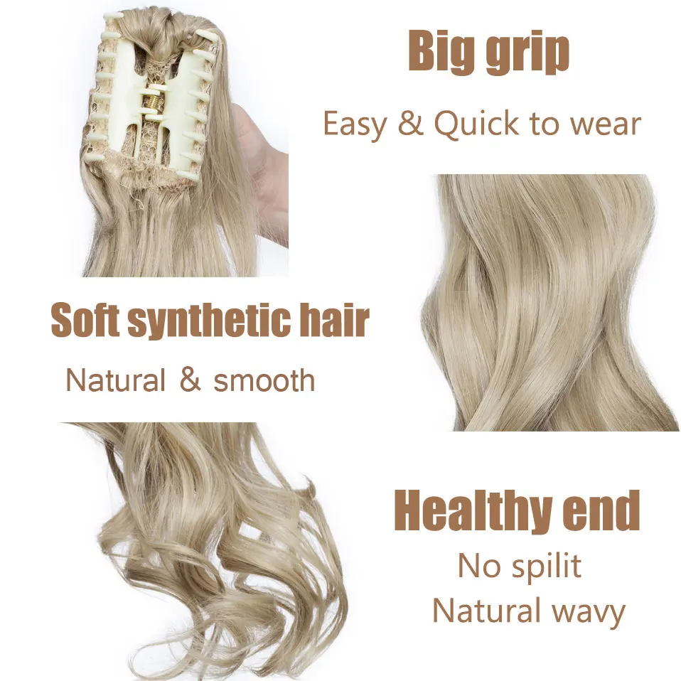 S-noilite 4 types Synthetic Claw Clip On Ponytail Hair Extension Tail Hair Black Brown Blonde Ponytail Hairpiece For Women