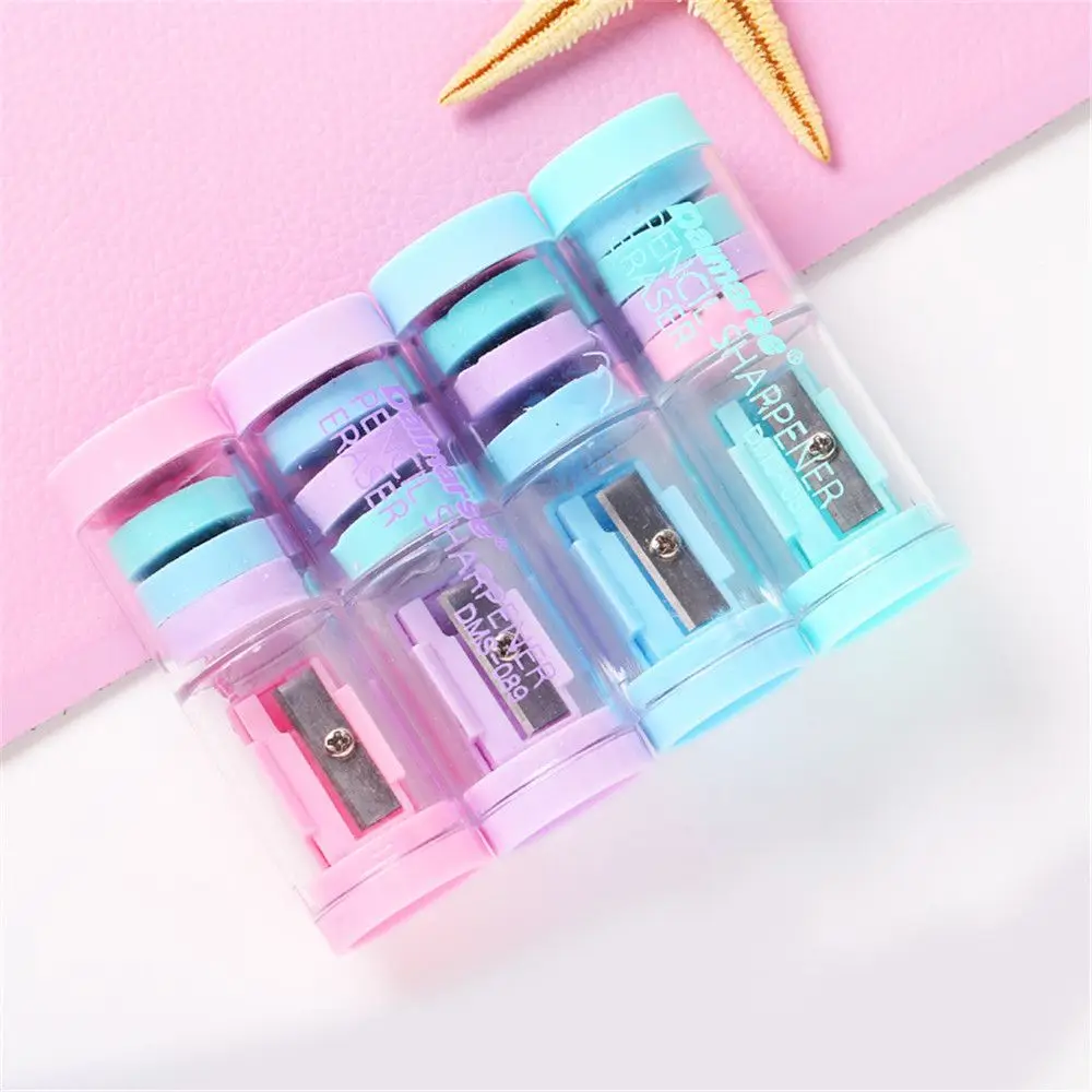 Точилка для карандашей карамельного цвета 1 шт. 4 ластики Kawaii точилка девочек