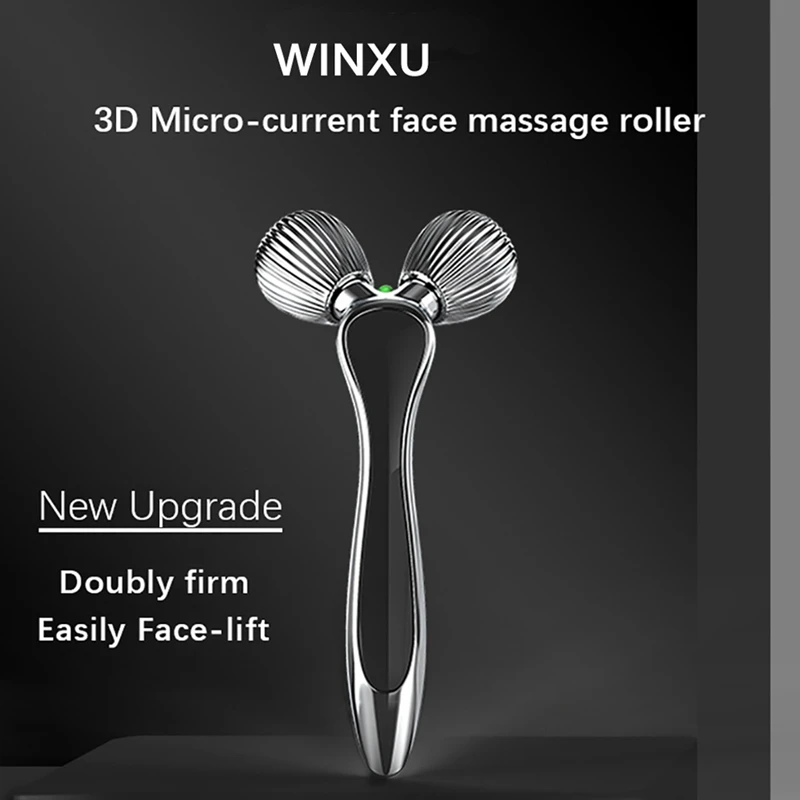 

3D Roller Massager Silver White Electric Micro-Current Weight Loss Massage 360 Degree Facial Massager