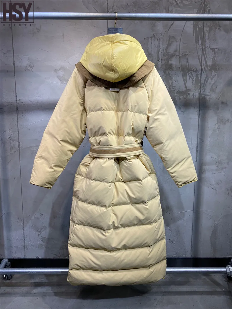 【HSY】2019 зима новый женский съемный на молнии с капюшоном шаль Пояс Талия стеганый