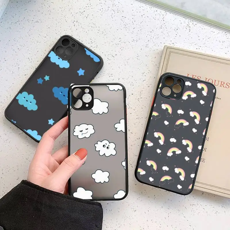 

Cartoon clouds Phone Case For iphone 12 11 7 8 plus mini x xs xr pro max matte transparent cover