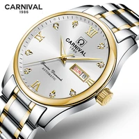 carnival mens military sport mechanical watches waterproof stainless steel luminous calendar top brand luxury men watch 8671g