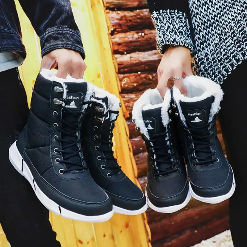 Dropshipping 2019 Winter Waterproof Snow Men Boots Shoes with Fur Plush Warm Male Casual Sneakers Unisex Man Mid-Calf | Обувь