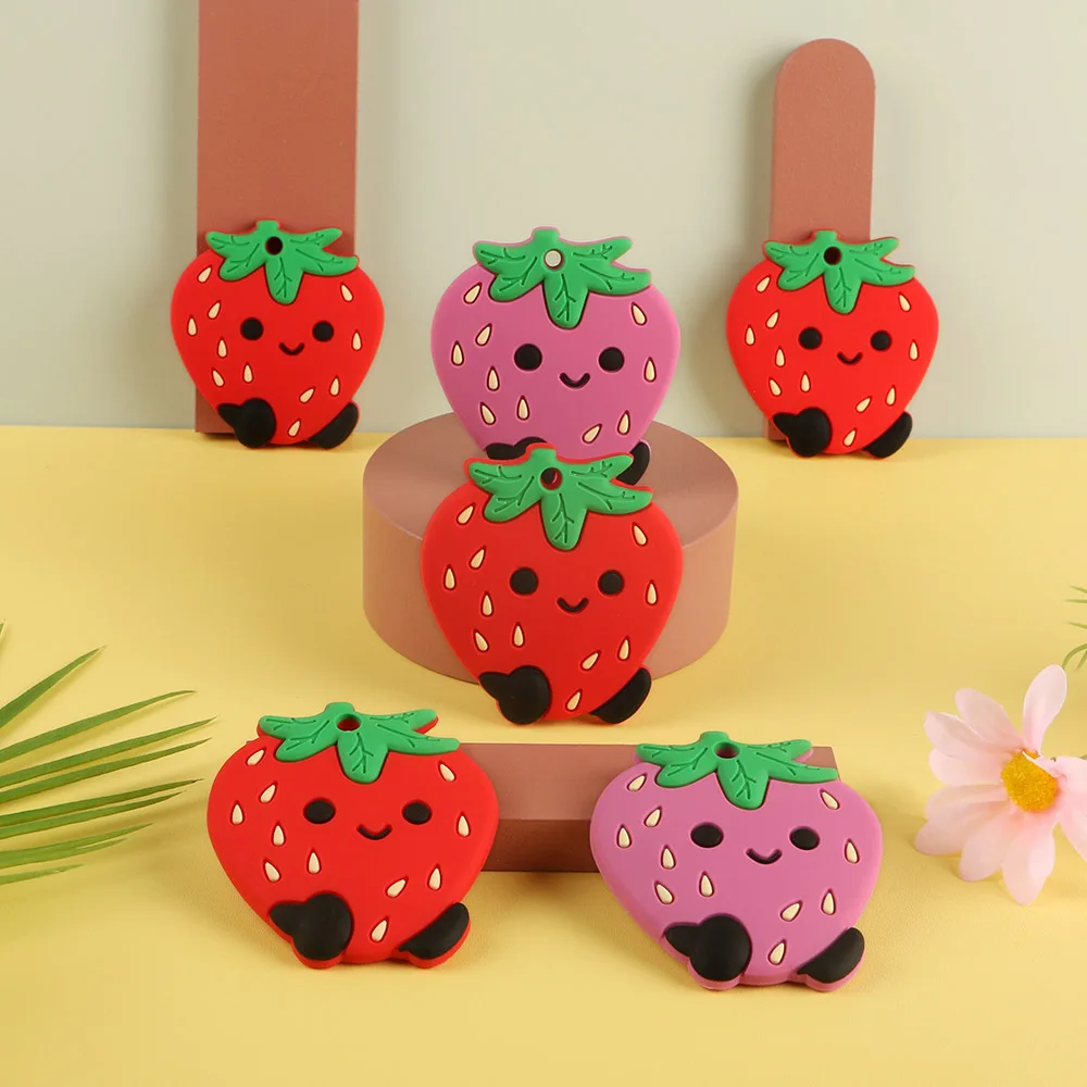 Sunrony-mordedor de silicona para lactancia, mordedor de frutas y fresas de dibujos animados, sin BPA, para dentici&oacute;n, 5 unidades-1