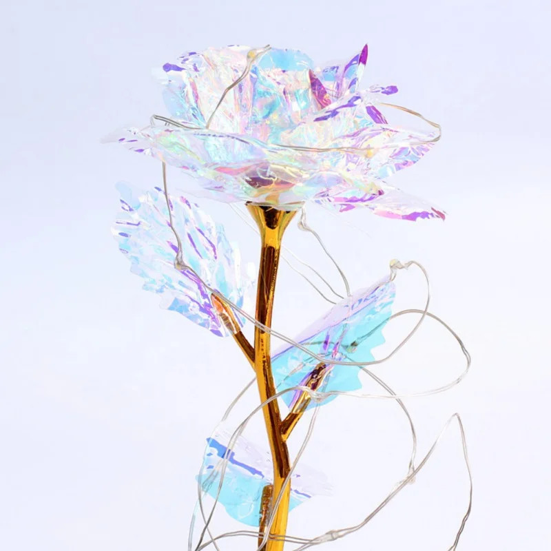 HwArtificial Золотая фольга роза цветок и светодиодный светильник в стеклянном куполе