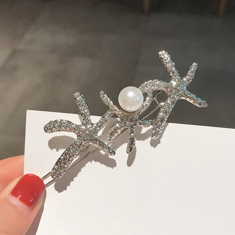 Заколка для волос с жемчужинами и морскими звездами 2019| |