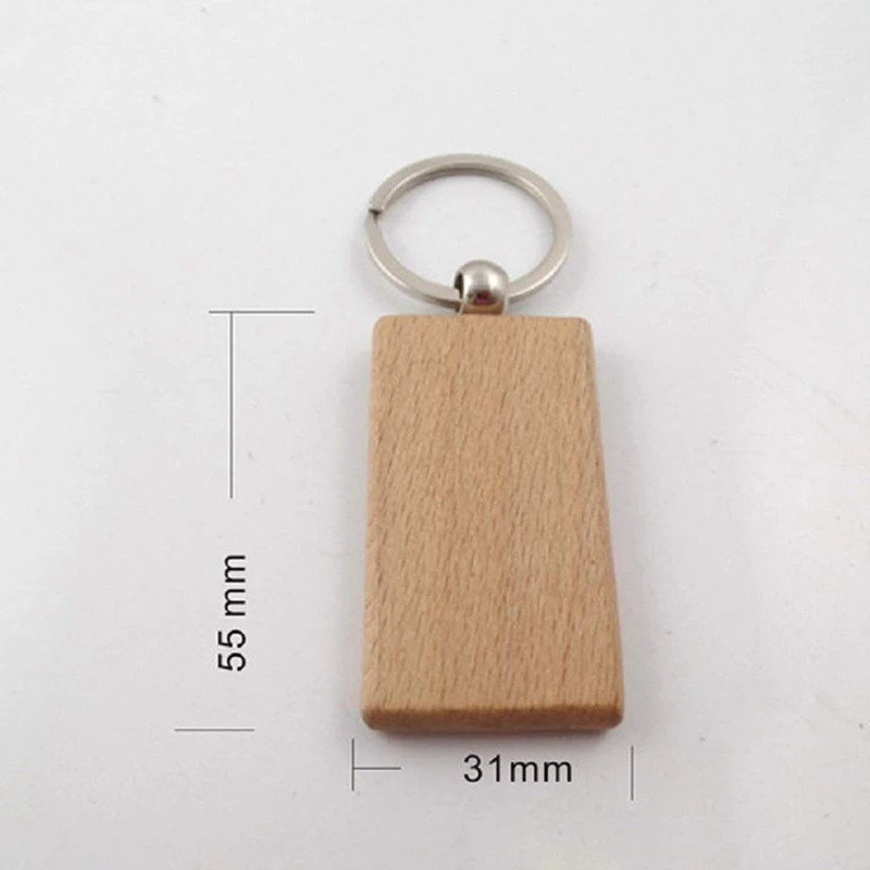 

100 Blank Wooden Wooden Keychain Diy Wooden Keychain Key Tag Anti-Lost Wood Accessories Gift (Mixed)