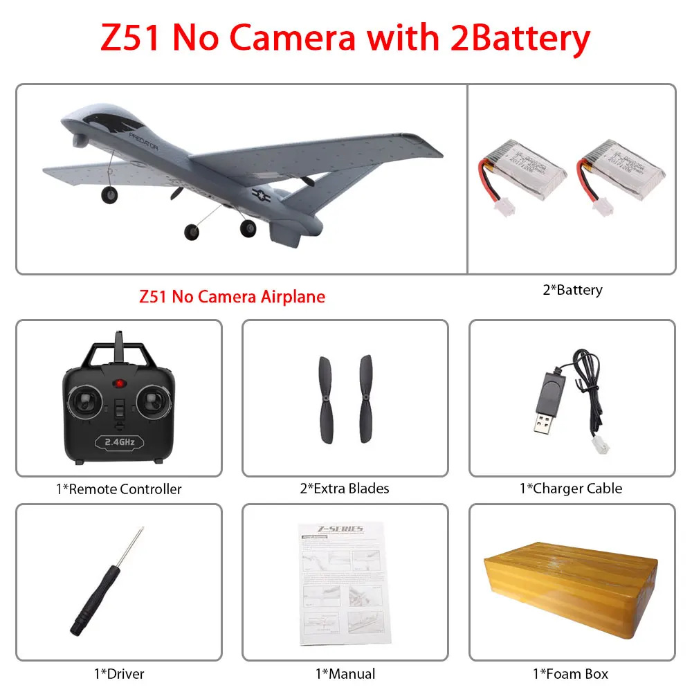 Z51 2B foam box Радиоуправляемый самолет Z51 из ЕПП-пены с HD камерой 2 Мп или без камеры, 20 минут в полете - Цвет: Z51 2B foam box